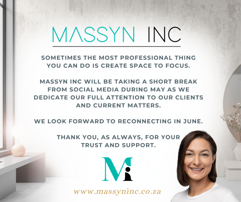 TAKING A BREAK - MASSYN INC (1)
